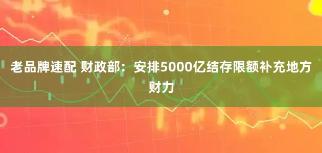 老品牌速配 财政部：安排5000亿结存限额补充地方财力